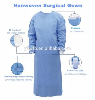 Ultrasonic SMMS non woven surgical gown sterile anti- blood protective gown for hospital